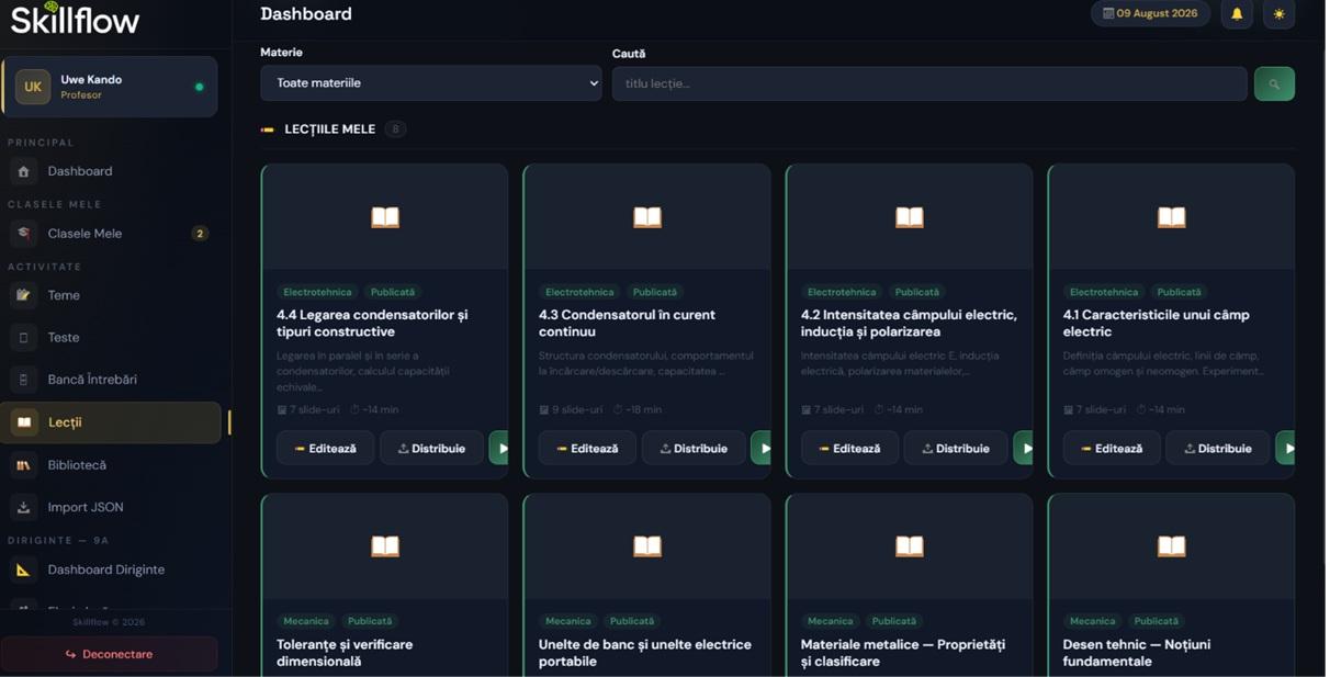 Lecțiile create, gata de distribuit către clase